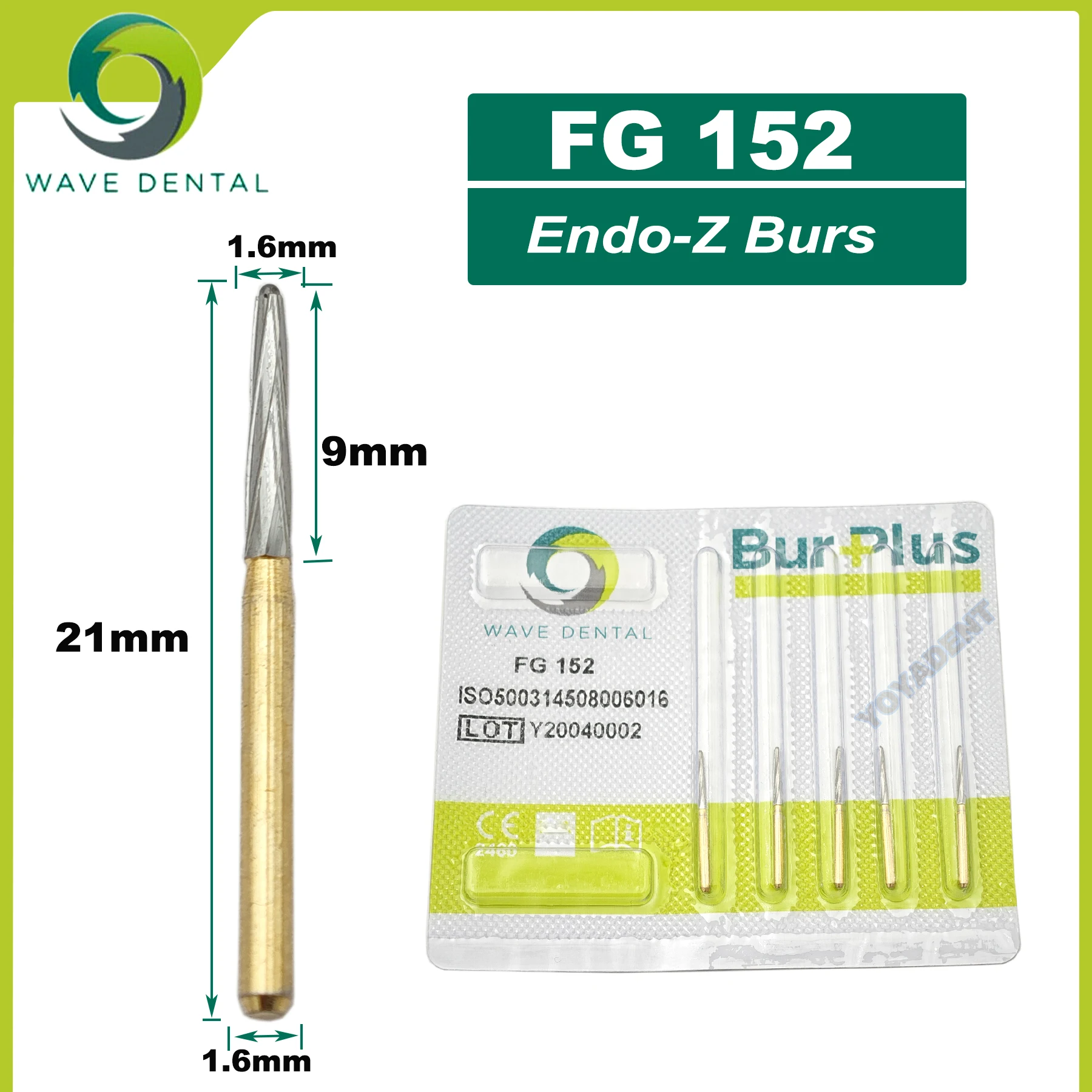 PRIMA WAVE Dental Tungsten Carbide Burs Endo-Z/zekrya Burs Dental Extraction Bur FG 1.6mm For High Speed Handpiece 5Pcs/Pack