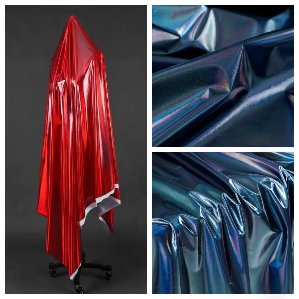 

Soft Silky Laser Iridescent Fabric for Dresses Skirts Leggings DIY Creative Fabrics By The Meter Cloth Materiaal Diy Sewing