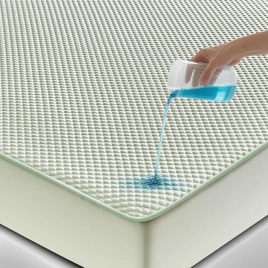 

Cooling Queen Size Mattress Protector - 100% Waterproof 3D Air Fabric Bed Co er with Deep Pocket, Ultra Soft Breathable Noiseles