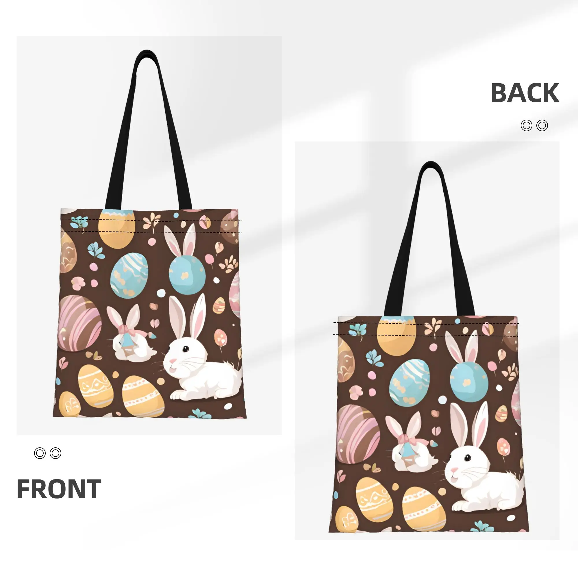 1PC Bunny Rabbit Canvas Tote Bag Easter Bunny Vibes Canvas Tote Bag Perfect for Shopping Grocery Travel & Outdoor