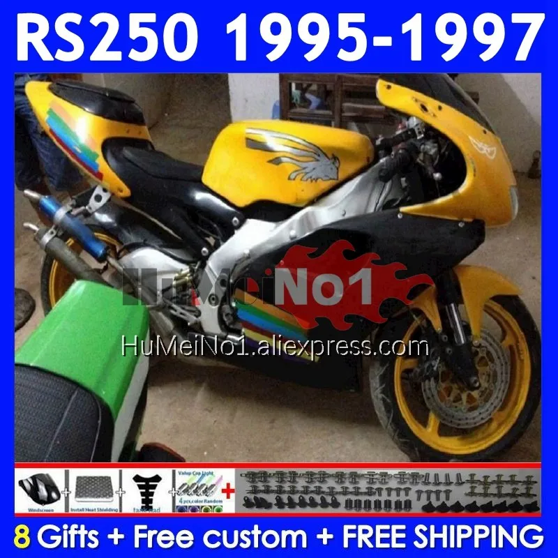 Body For Aprilia RS250 yellow stock RSV250RR RS-250 RSV250 R 317No.9 RS 250 RSV 250 R RR 1995 1996 1997 RS250R 95 96 97 Fairing