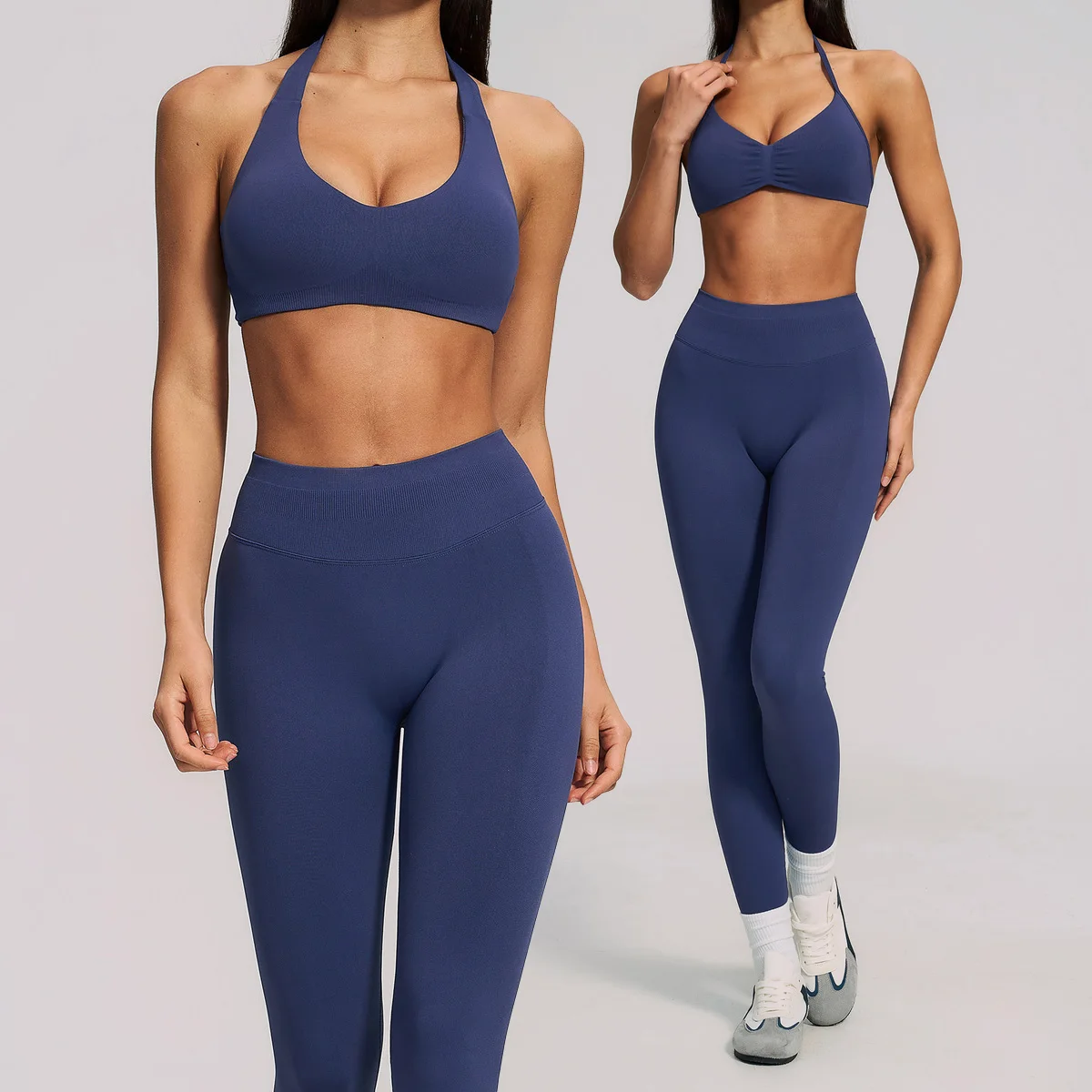 Naked Feel Seamless Yoga Set 2 Piece Women Fitness Suit Sportswear Sports Bra High Waist Gym Leggings Workout Outfit Active Wear