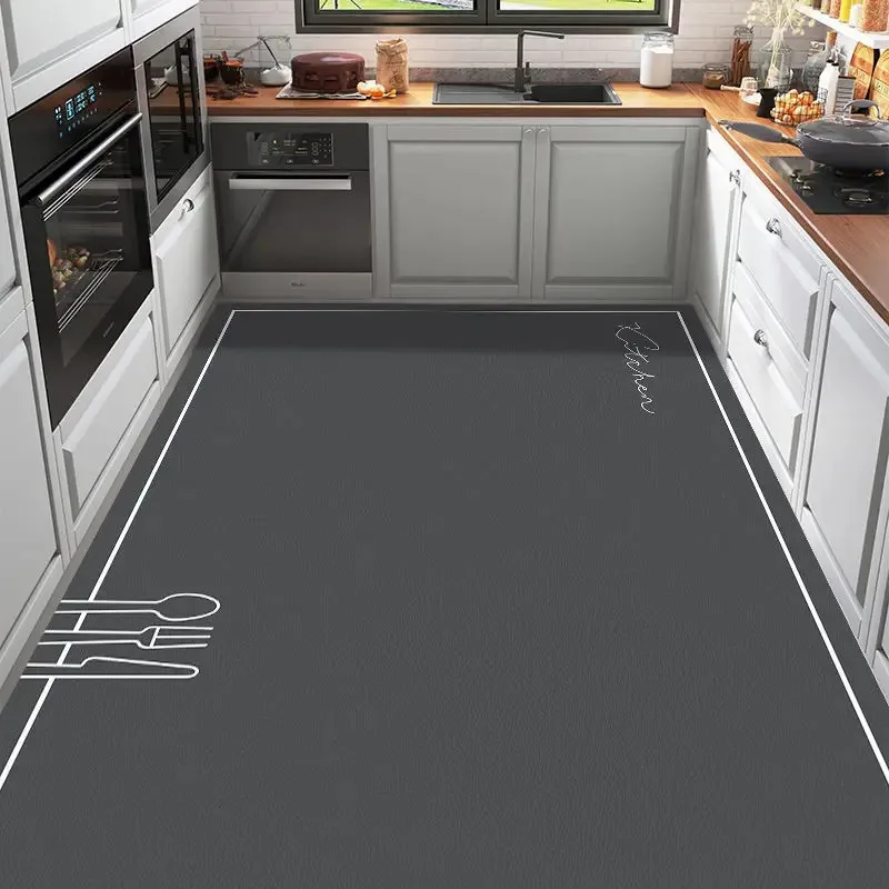 Modern Kitchen Floor Mat Anti Slip and Oil Proof Carpet Absorbent Scrubbable Rug Wash Free Dirt Resistant Household Floor Mats