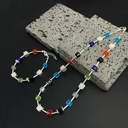 Color Sugar Small Fresh Alloy Bracelet Necklace Set, Fashionable Men's And Women's Versatile Accessory Set