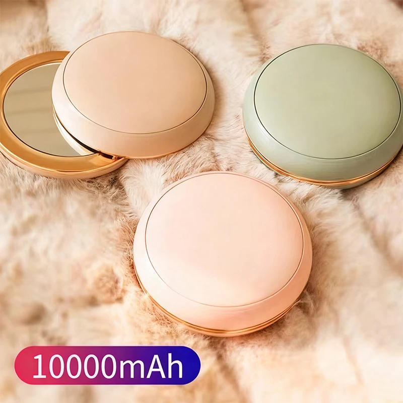 

Hand Warmer Power Bank 10000mAh Makeup Mirror Portable Charger Powerbank for iPhone 17 16 Samsung Huawei Xiaomi External Battery
