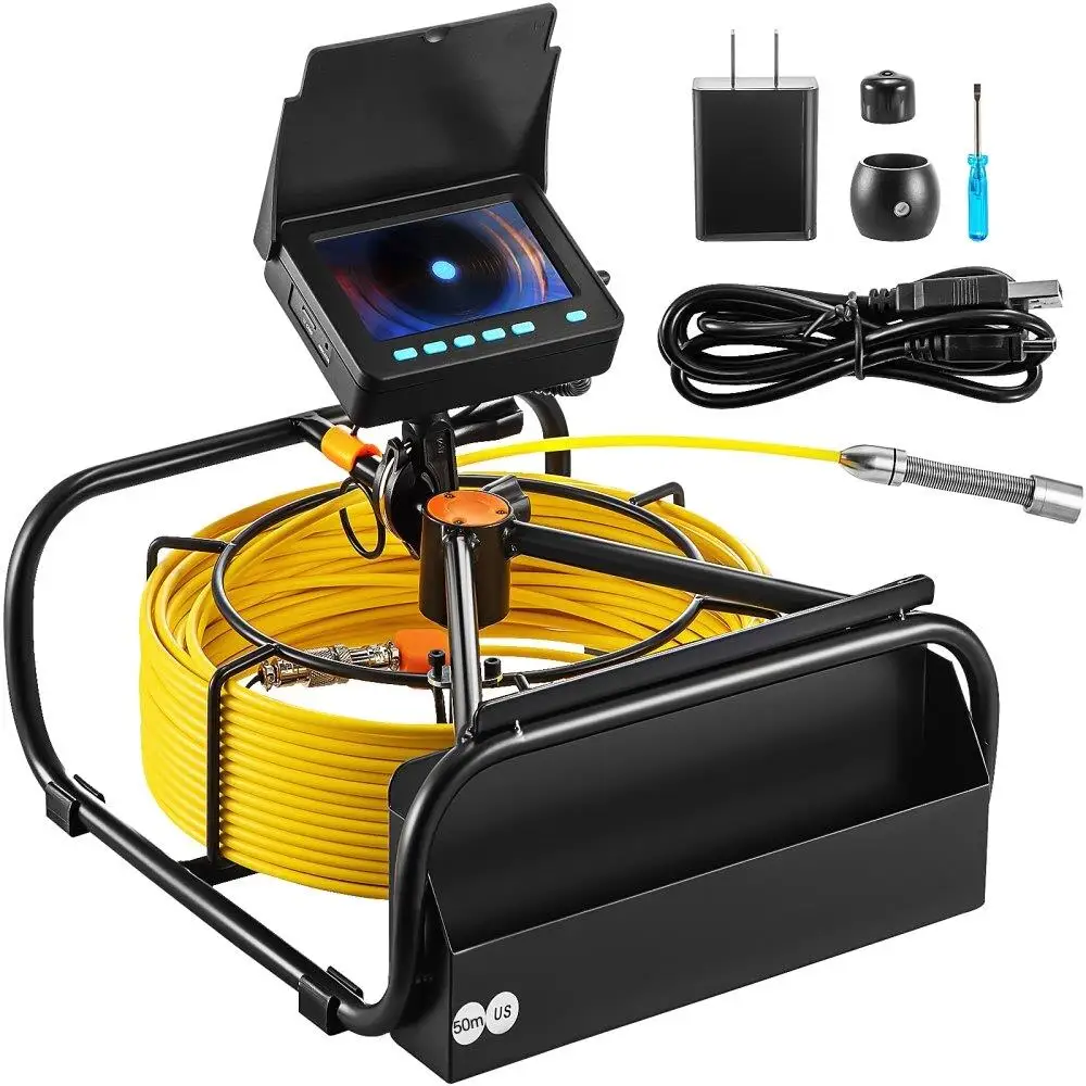 

Sewer Inspection Camera 164ft 50m Waterproof 43inch Pipe Drain Borescope with DVR Lights for Plumbing for home Duct Drain