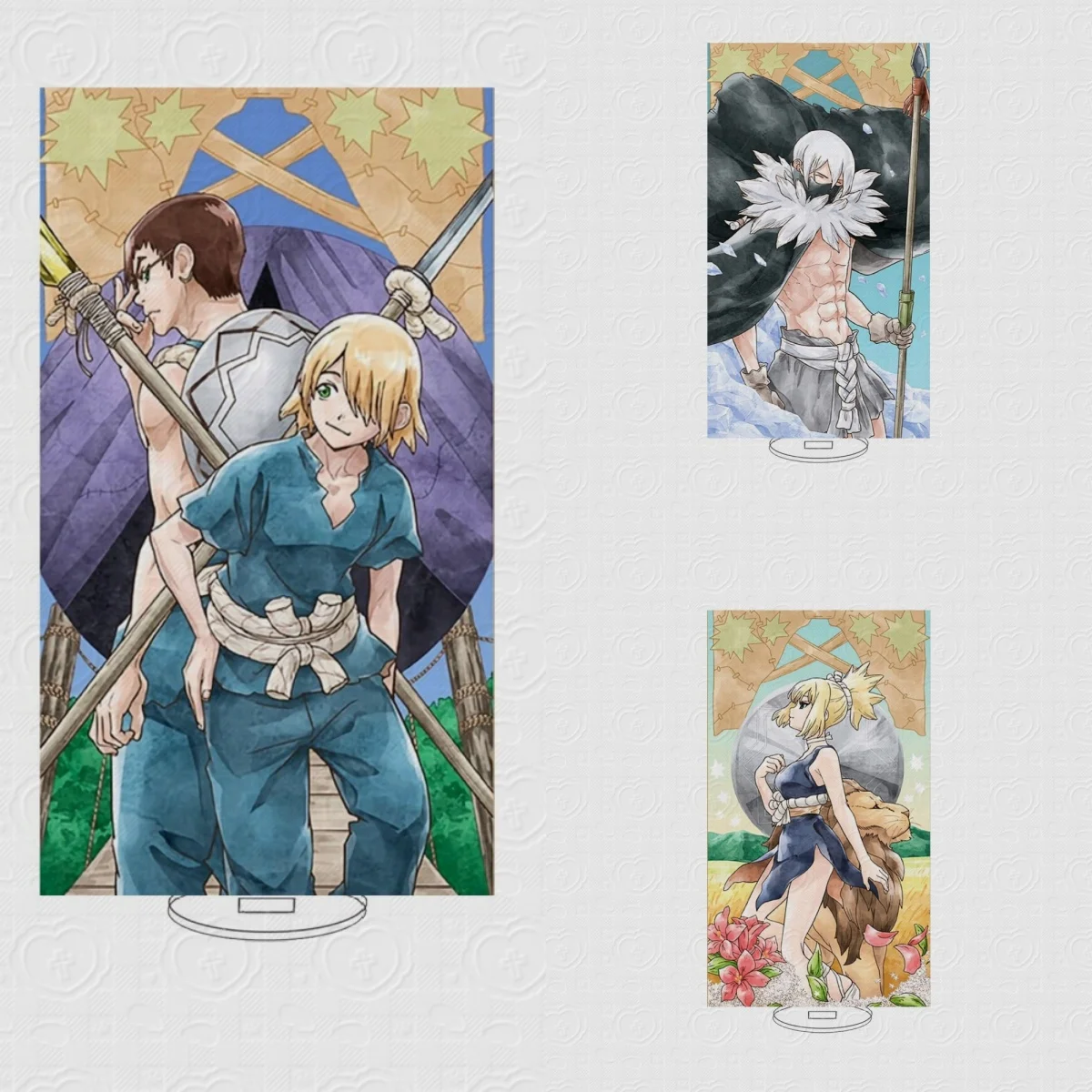 Anime Store Dr.Stone Gen Asagiri Senku Ishigami Idle Style Costume 15cm Acrylic Stand Desktop Decor Fans Charm Gifts