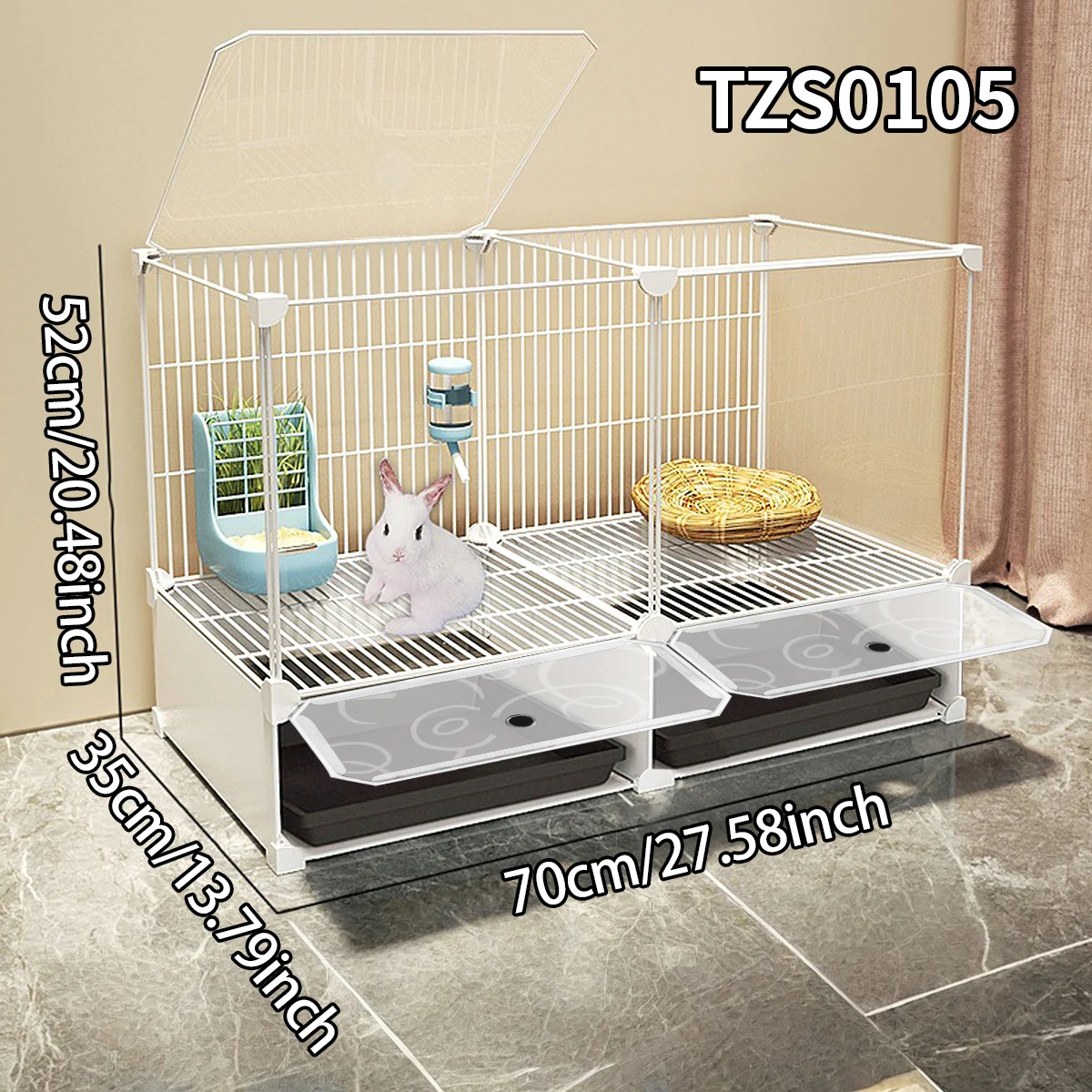

Rabbit Cage with Toilet for Home Use Indoor Rabbit Villa Guinea Pig Cage Pet Rabbit Nest Rabbit Cage with Tray