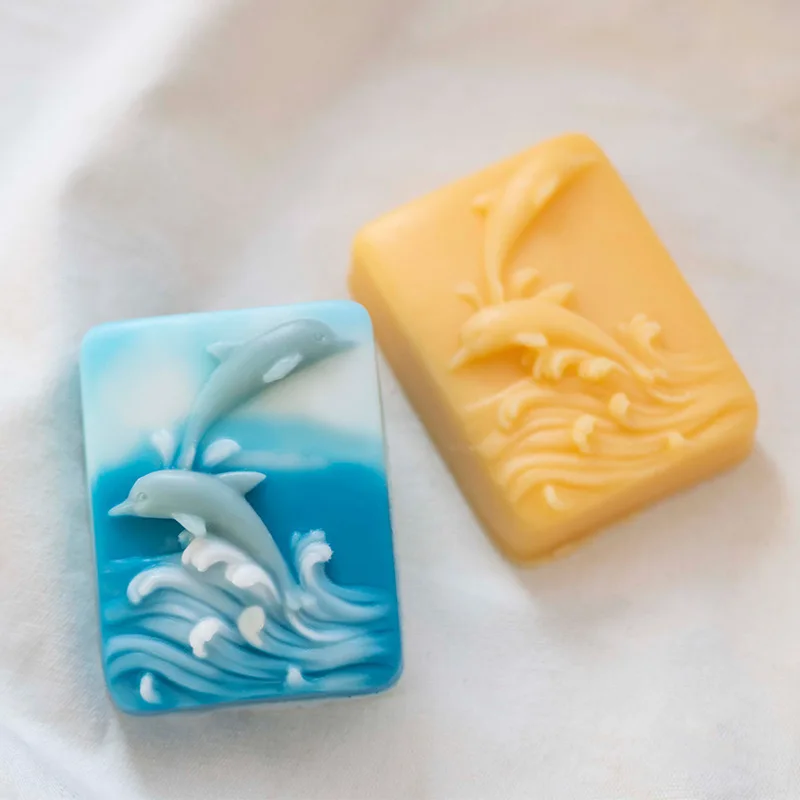 Surfing Dolphin Silicone Soap Mold DIY Relief Animal Soap Making Kits Handmade Cake Candle Mold Gifts Craft Supplies Home Decor