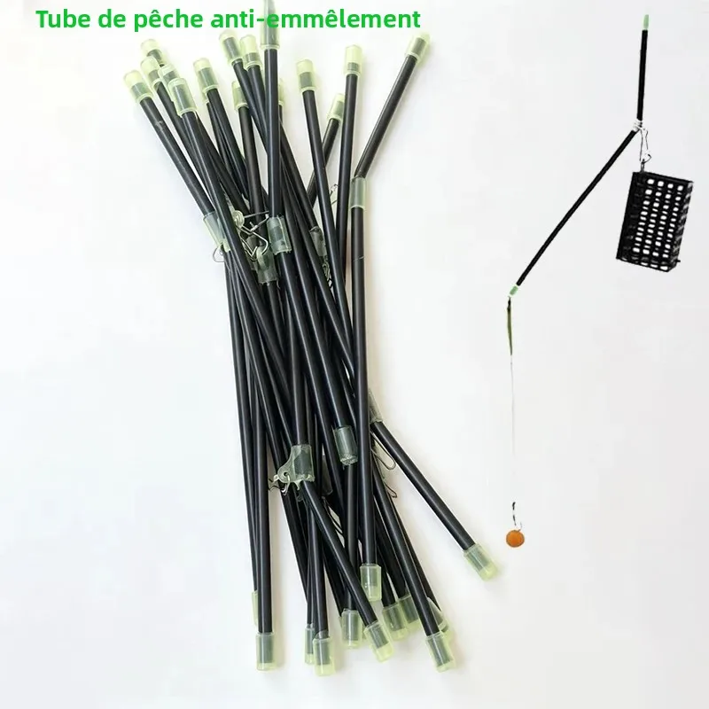 15 pièces Tube de pêche anti-emmêlement avec clips, connecteur d'équilibrage pour la pêche, tube d'alimentation pour la pêche à la carpe