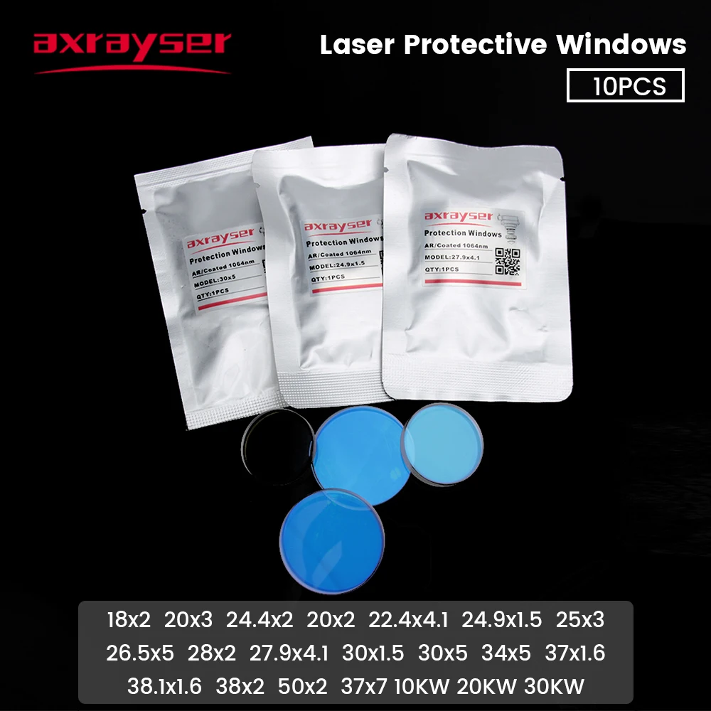 Ventanas Protectores Láser 24.9x1.5 27.9x4.1 37x7 Lentes Protectores para Cabezal de Máquina de Corte Láser de Fibra Raytools Precitec BOCI Bodor