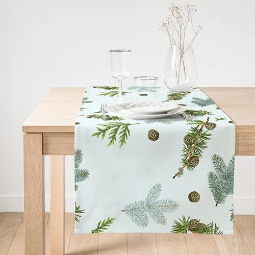 Realhomes Pine Branch Pattern Digital Printed Suede Runner