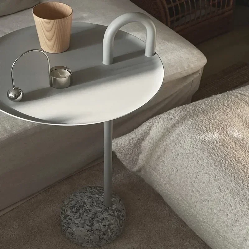 

Natural granite sofa edge table lamp luxury living room home small apartment iron coffee table Nordic English style edge
