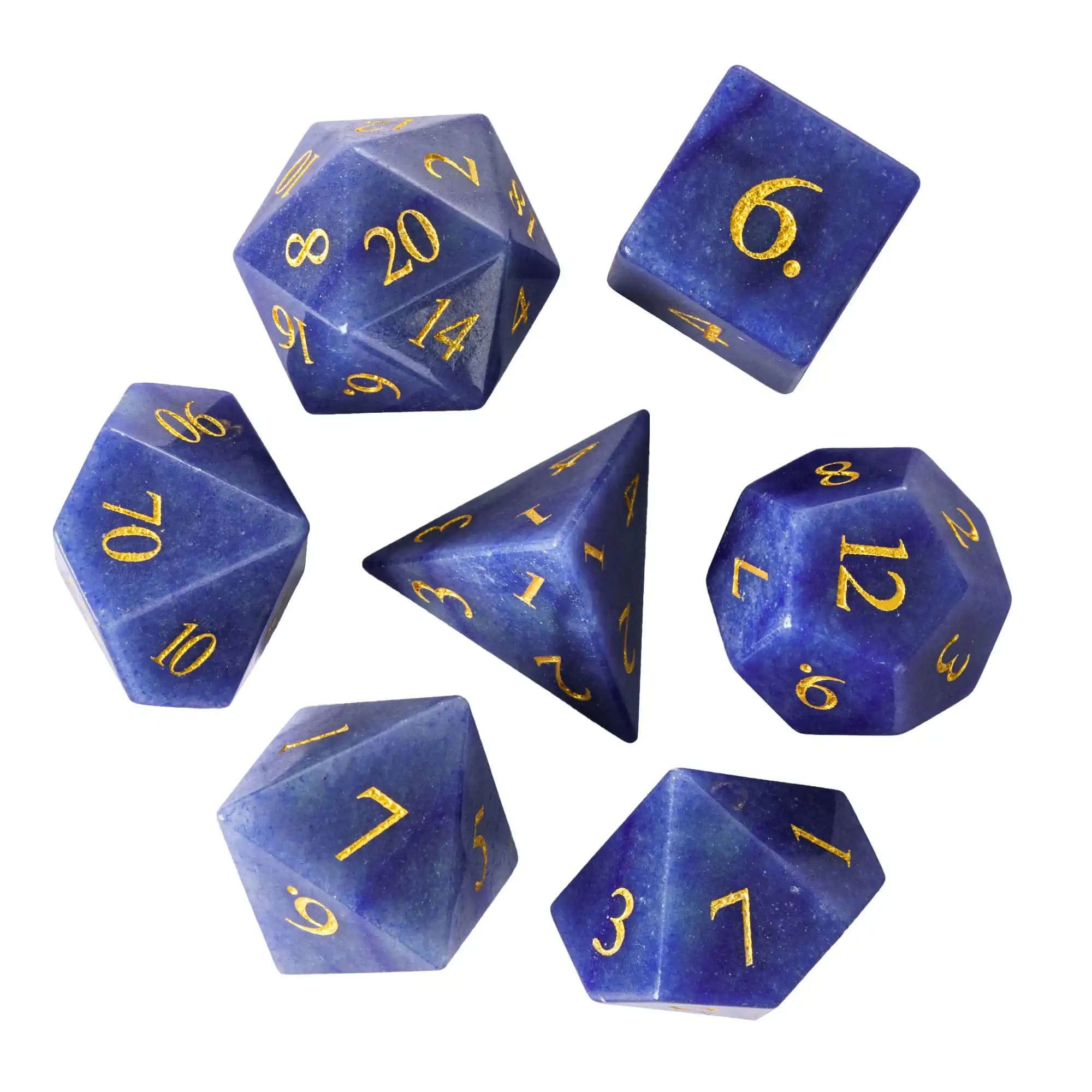 

Cusdie 16mm Stone Dices D&D Handmade Aventurine Dice 7 Gemstone Polyhedral Dice Set with Leather Box for Collection Board Games