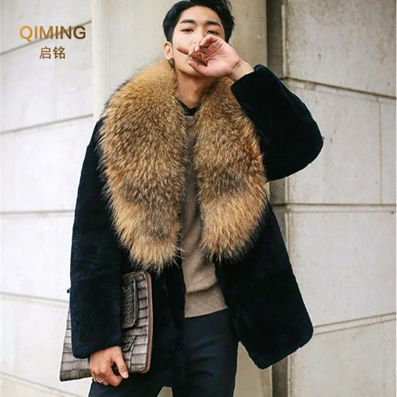 Winter Women Raccoon Fur Collar Real Fur Scarf Man Large Furry Natural Fur Shawl Warps Luxury Neck Warmer Collar For Coat Jacket