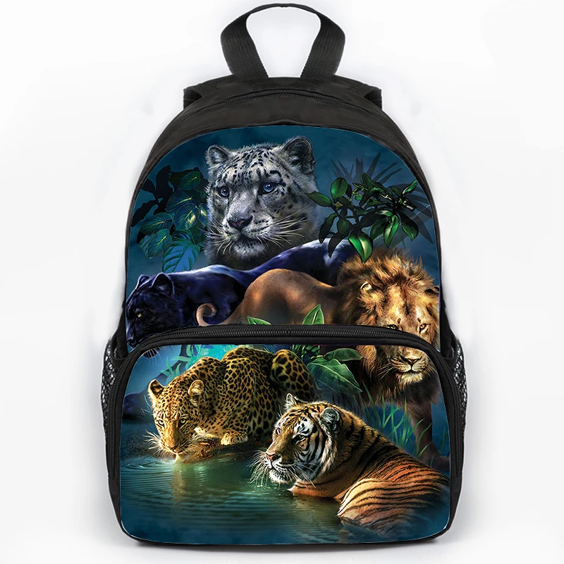Cool Tiger Lion Panda Animals Backpack for Boys Girls Wolf Pattern Children Fashion School Bags Daypack Laptop Rucksack Gift