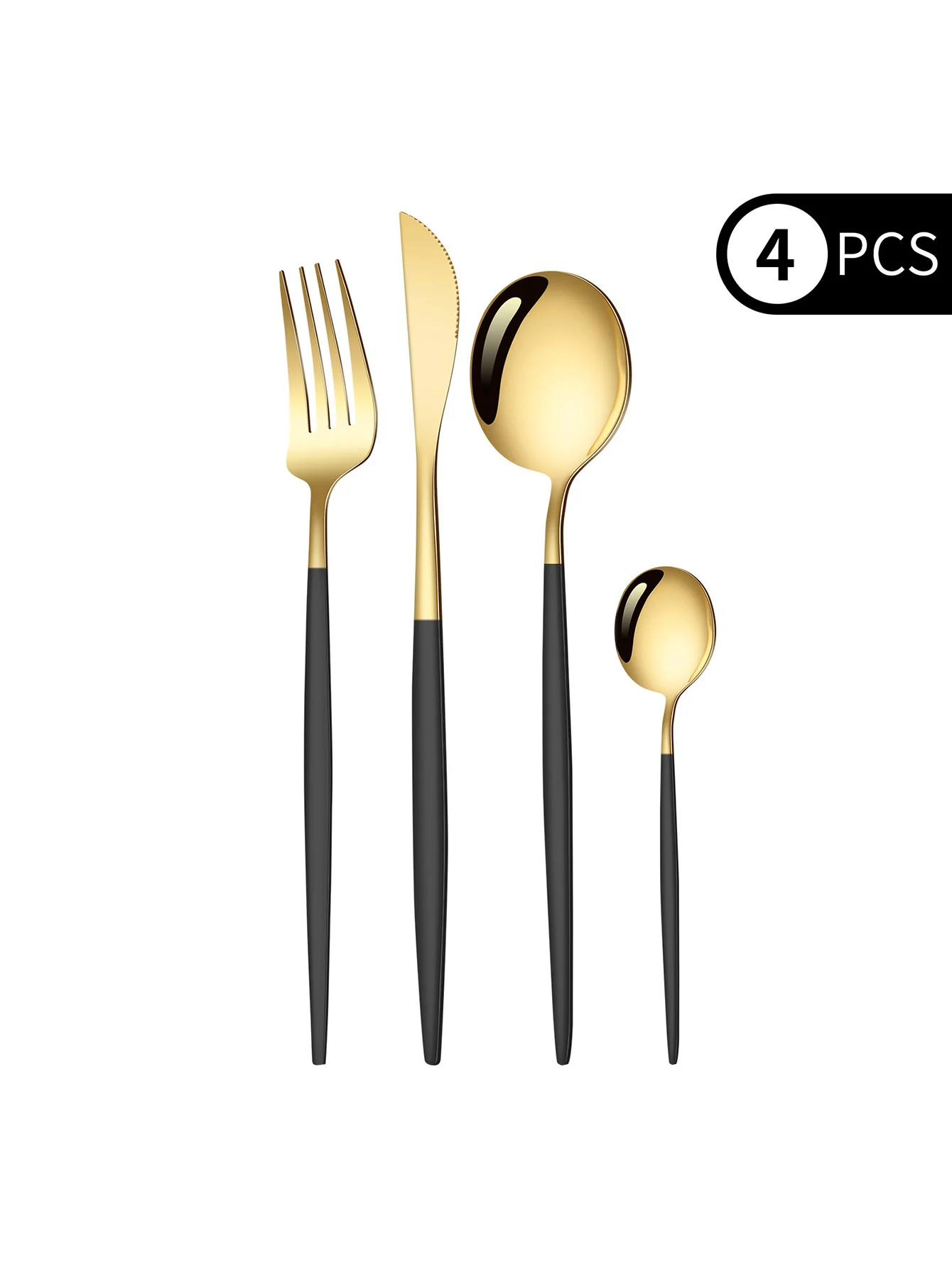 4-piece set Black Gold Cutlery Set Stainless Steel Cutlery Cutlery Knife fork Spoon Silver Cutlery Kitchen supplies