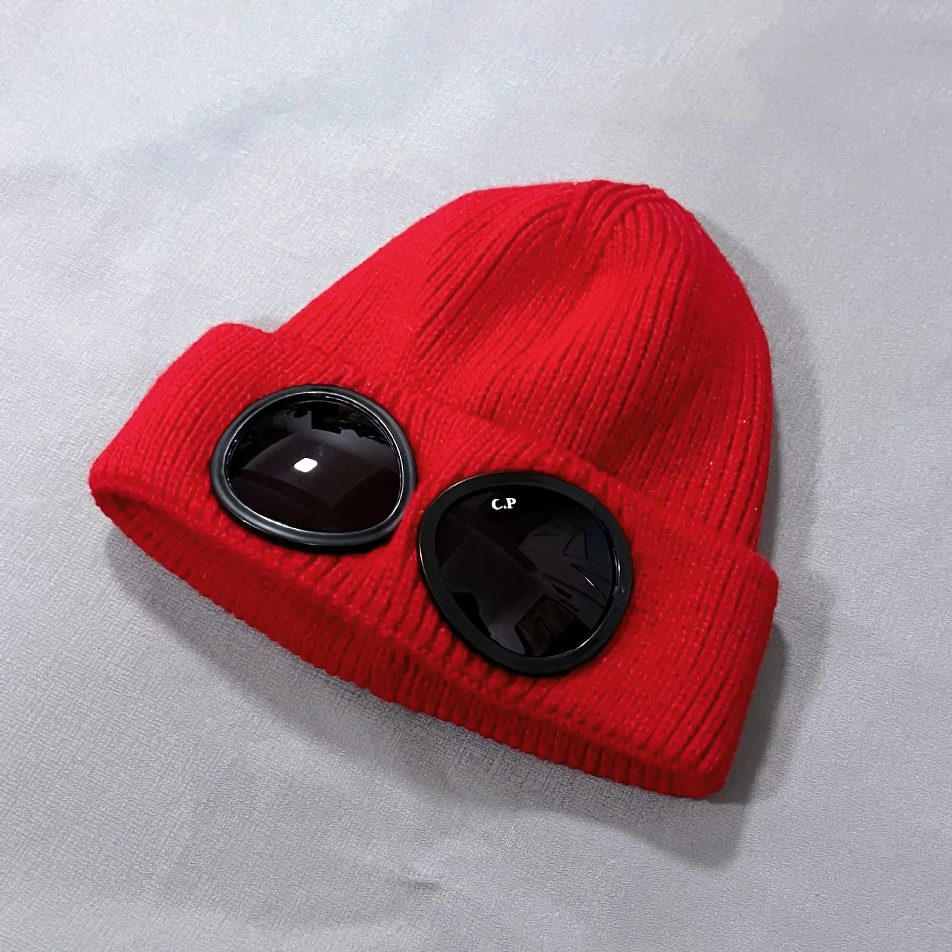 Casual CP Pilot Winter Knitted Beanies for Men and Women Warm Korean Couple Woolen Outdoor Hats