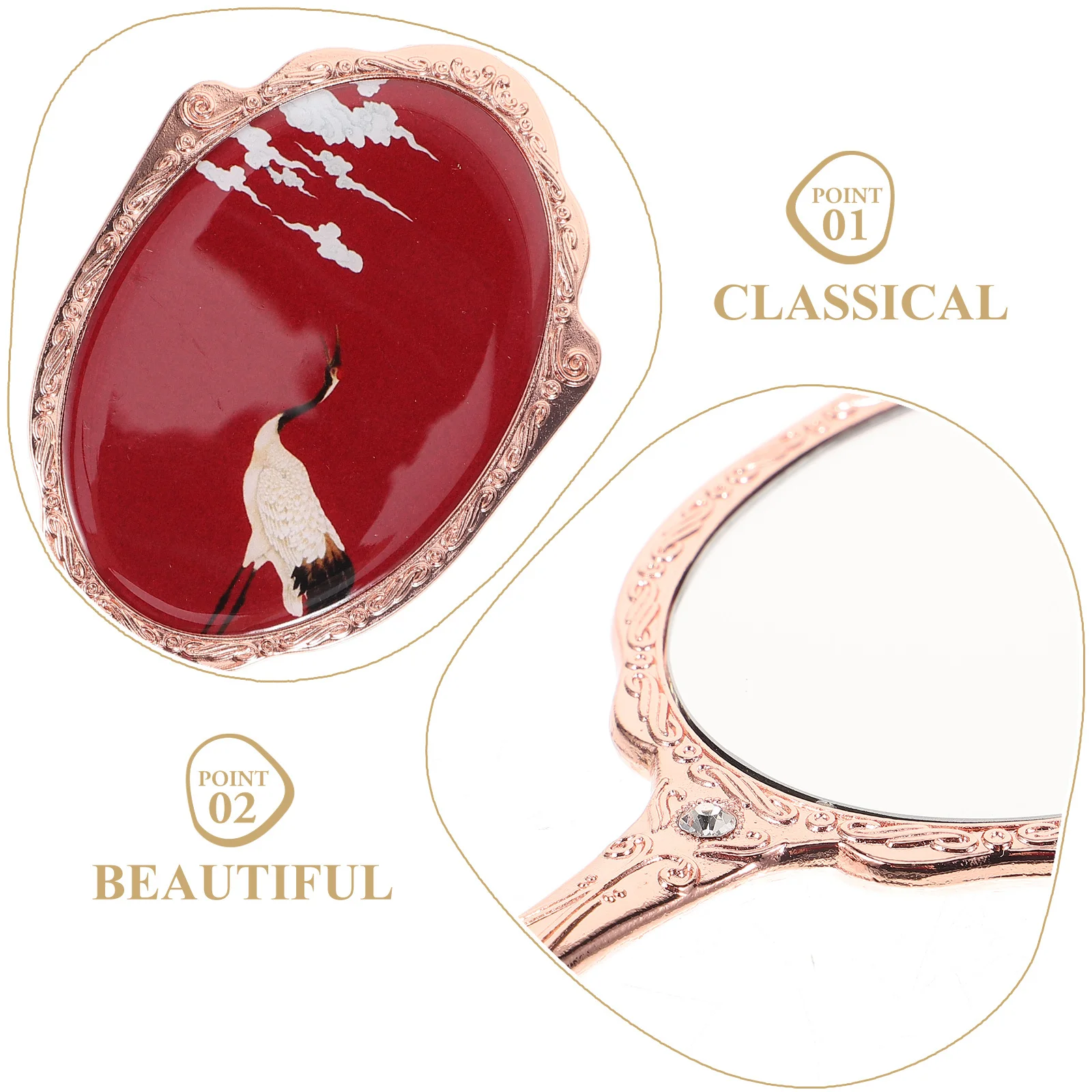 

Portable Hand Mirror Vintage Makeup Ladies Held Mirrors for Women Handheld with Handle