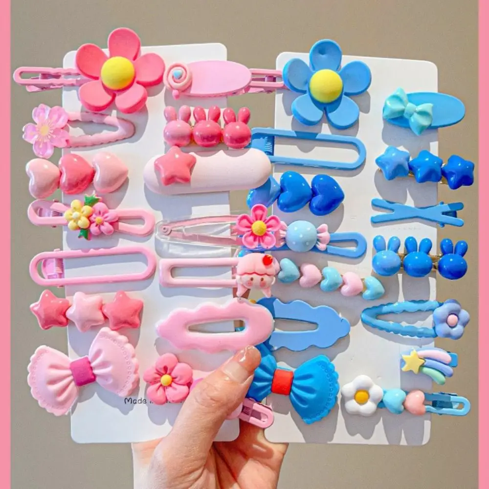 14Pcs/Set Durable Cute Hair Clip Rabbit Lovely Heart Shaped Barrettes Bows Headdress for Children