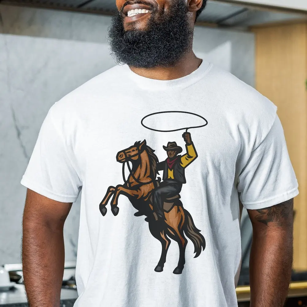 Cowboy Roping T Shirt Adult African American Lasso Throw Buffalo Soldiers Rodeo Style Wild West