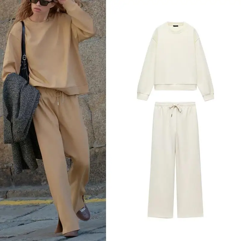 

Новые весенние женские двусторонние тканевые толстовки с капюшоном, брюки с длинным разрезом, удобная повседневная спортивная одежда, комплект из двух предметов Long Sve