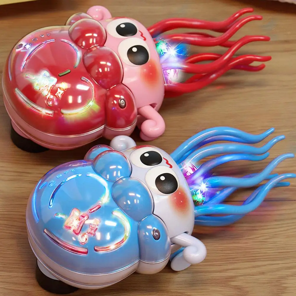 

Interactive Dancing Octopus Toy,LED Light-Up Music Crawling Squid with Smart Obstacle Avoidance & Fishing Rod,Tummy Time Baby
