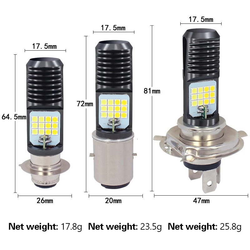 1pc H4 LED Motorcycle Headlight BA20D Led Lamp Headlamp For Motorcycle High Low Beam 24SMD