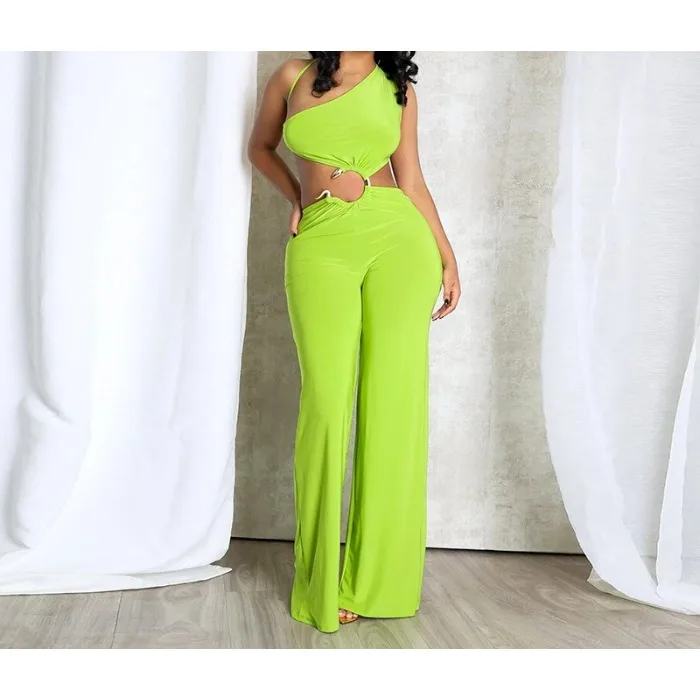 Macacões femininos sexy aberto nas costas recorte com macacão novo 2025 verão rendas-back bandagem pernas largas calças de corpo conjunto macacão