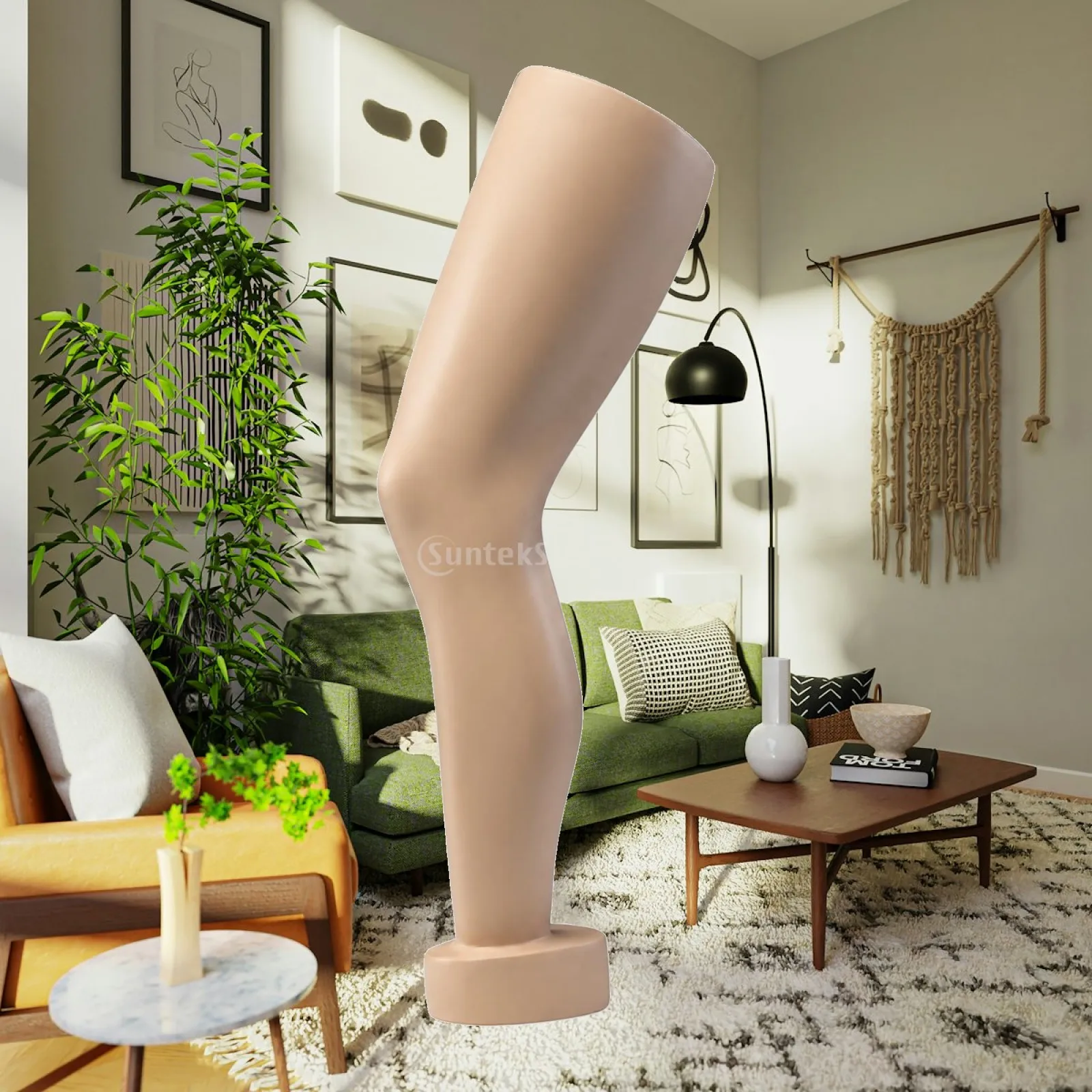 Mannequin Leg Display Stand with Rectangular Base for Sock Shoe Knee Brace Retail Store Showcase