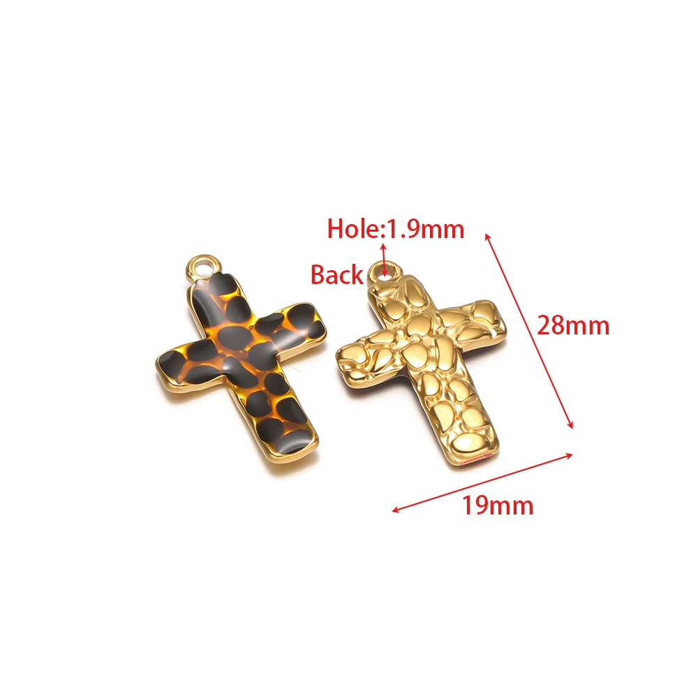 4 Stück Edelstahl-Emaille-Kreuzanhänger für religiöse Ohrringe, Anhänger, Armbänder, DIY-Halsketten-Zubehör, Schmuckherstellung – Detail 2