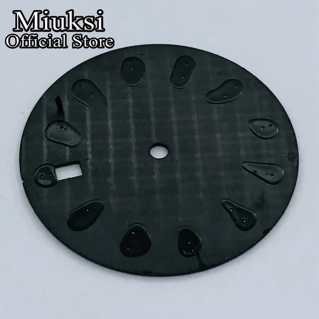 Miuksi 32mm black blue green watch dial luminous dial fit NH35 movement