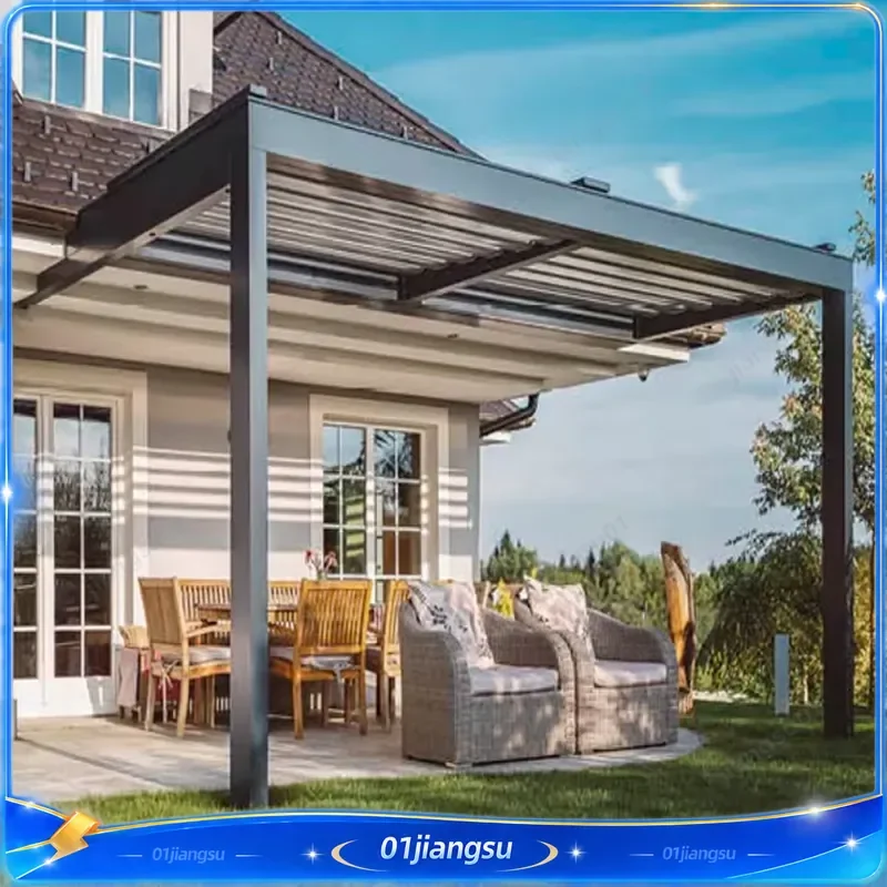 Bioclimatic Aluminum Louver Pergola Kit Galvanized PVC Coating Eco Friendly Patio Cover Remote Control Outdoor Garden Canopy