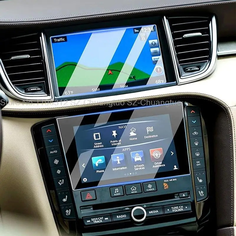 Защитная пленка для экрана из закаленного стекла для Infiniti Q50, Q60, 2021, 2022, 2023, автомобильная информационная система, GPS-навигация, приборная панель с защитой от царапин