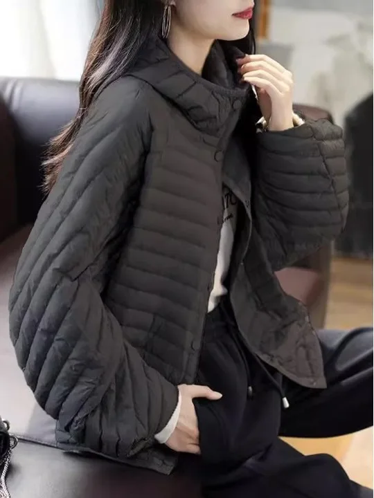 Cotone leggero e allentato da donna Jaet 2025 Collezione invernale Con cappuccio Or Capispalla versatile Coreano Sle Taglio dritto