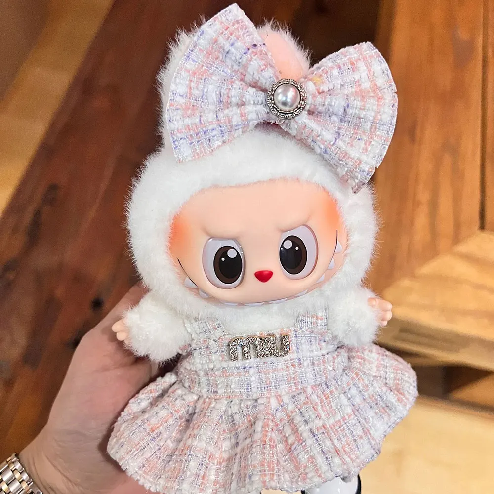 Ropa para muñeca Labubu, conjunto de ropa de felpa bonita, ropa de 17cm, zapatos, accesorios DIY para muñecas, entrenamiento, juegos de fiesta, juguetes, regalo