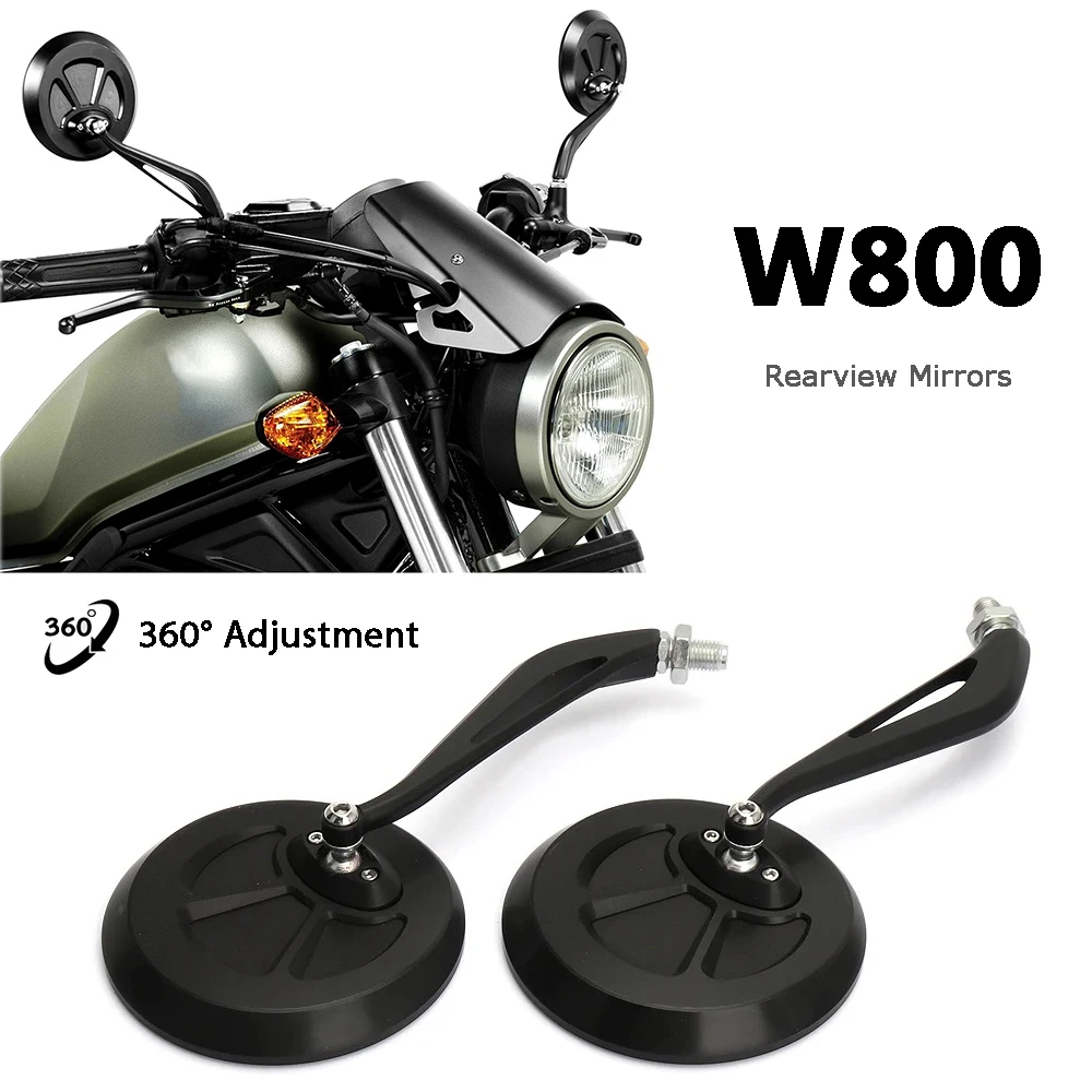 

For Kawasaki W800 w800 Motorcycle Side Mirror Aluminum Adjustable Clear/Blue Lenses Rearview Mirror Kit W 800 Accessories