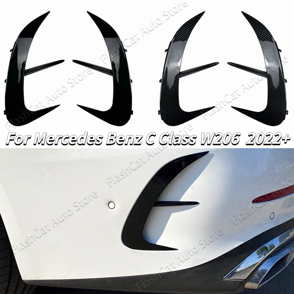 W206 Car Rear Side Bumper Cover For MercedesBenz C Class C200 C260 C300 2022 2023 AMG Diffuser Spoiler Splitter Canard Tuning