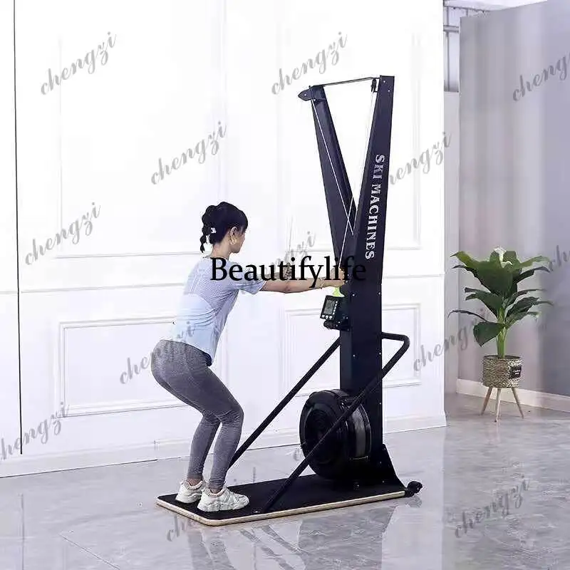 Commercial wind resistance ski indoor ski simulator aerobic fitness equipment double track design