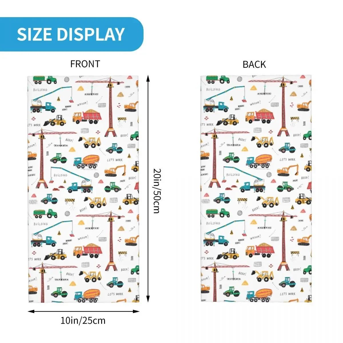 Повязка на шею с принтом «строительные машины» для мужчин, женщин и взрослых