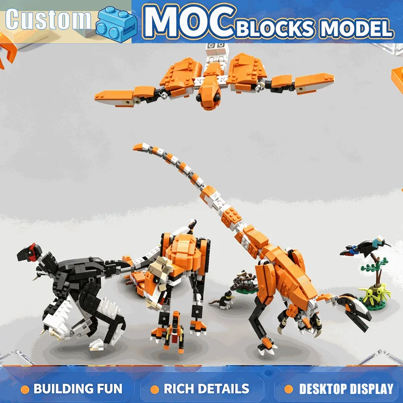 599PCS Dinosaur Bundle Building Blocks Posable Flying Reptile And Prehistoric Creature Models DIY Assembly Creative Display Gift