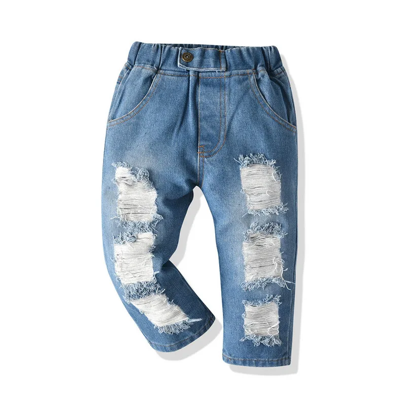 New Boys girls hole Jeans pants Excellent quality cotton casual kids Trousers baby toddler Comfortable Children clothing clothes