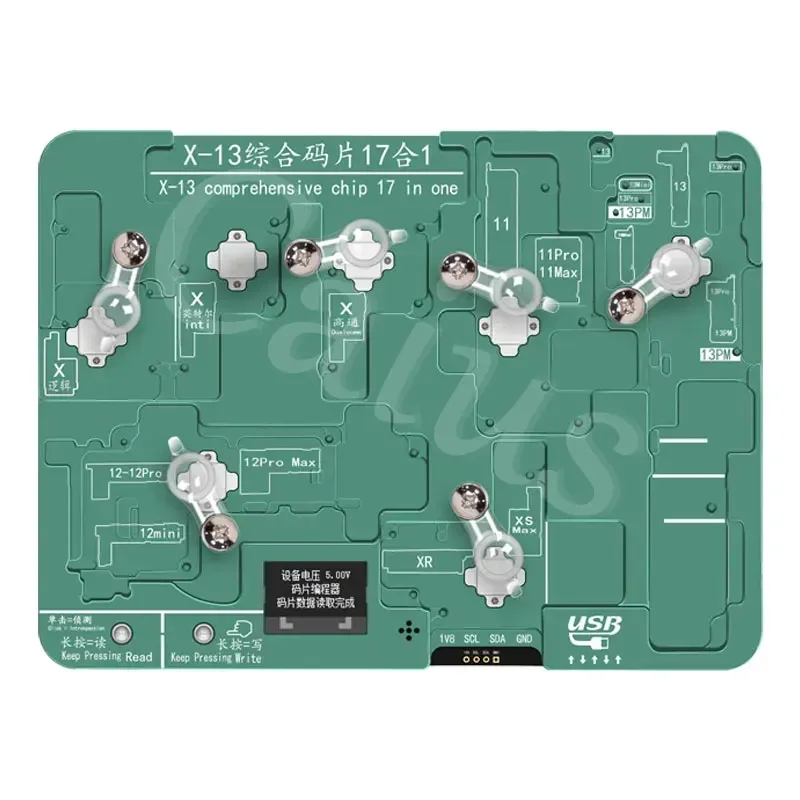 YCS 17in1 EEPROM Chip Test Stand Disassembly-free Read write Baseband Chip Logic Programmer for iPhone X-13PM repair hand tools