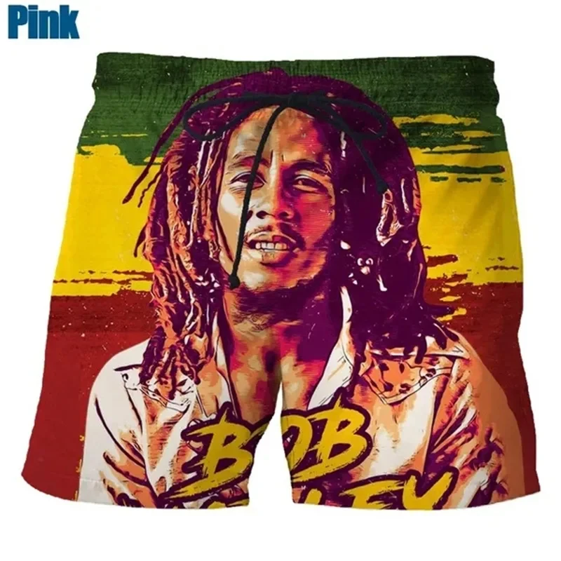 Pantalones cortos con estampado 3d para hombre, Shorts de gran tamaño con estampado de cantante de Rock, Bob, Marley, Reggae, Rasta, para ocio al aire libre y gimnasio