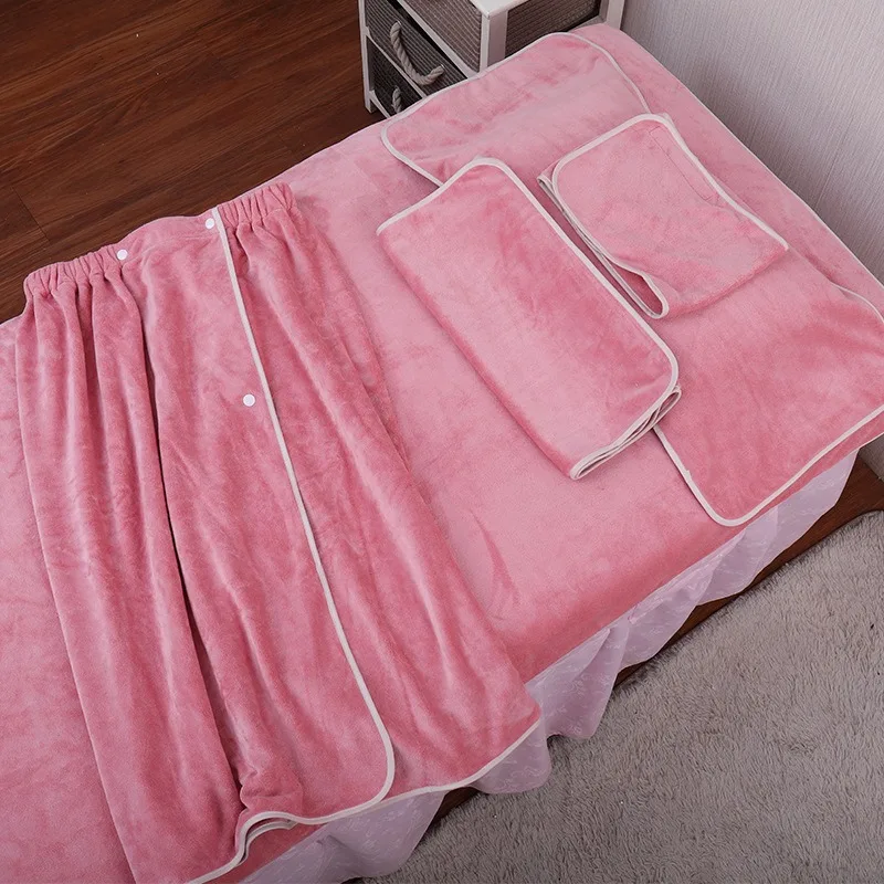 Beauty Salon Special Luxury Soft Absorbent Non Shedding Towel Set Includes Facial Wrap Bed Sheet Bath Towel Robe110
