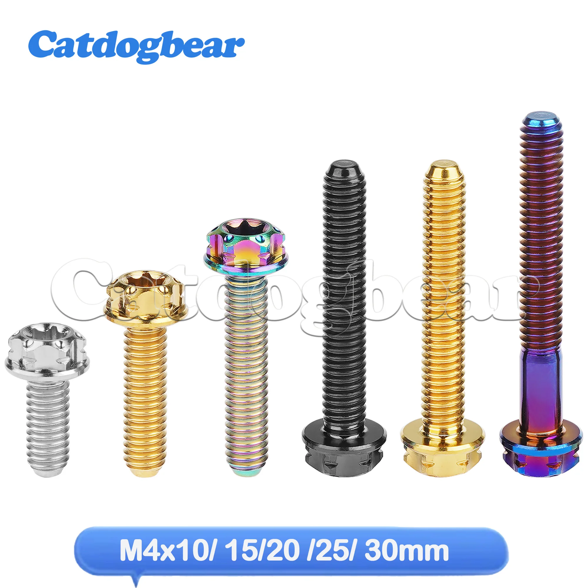 

Catdogbear Titanium Bolt M4x10 15 20 25 30 Torx T20 Flange Bicycle Motorcycle Head Screws 1Pcs