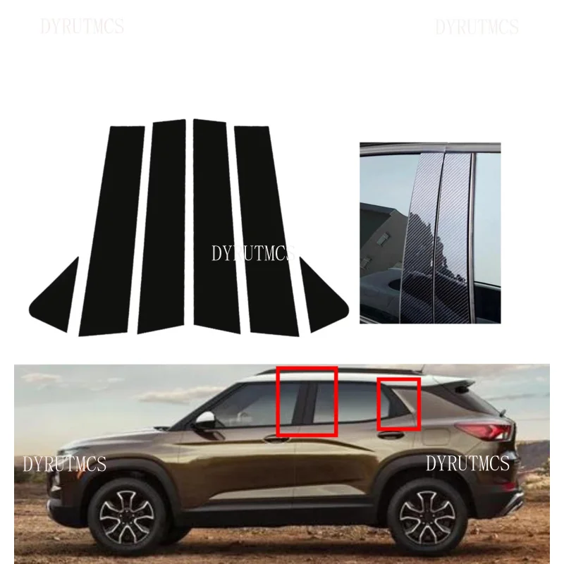 

Fit For Chevrolet TrailBlazer (crossover) 2021 2022 2023 2024 6pcs Glossy Black Door Window Pillar Post B/C Center Trim Cover