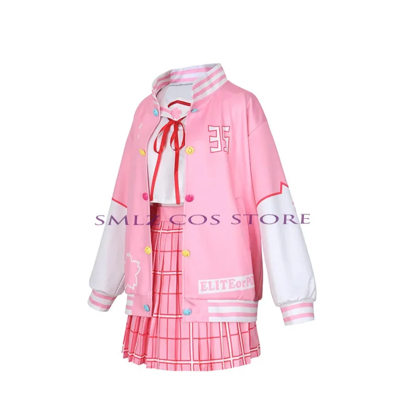 Anime Vtuber Hololive Cosplay Traje para Mulheres, Roupa Lolita, Rosa JK Wig Set, Vestido de Festa Halloween, Sakura Miko Dress