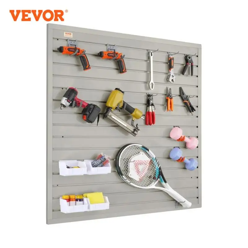 VEVOR Slatwall Panels Gray Heavy Duty Garage Wall Panels Organizer Panels Display for Retail Store Garage Wall and Craft Storage