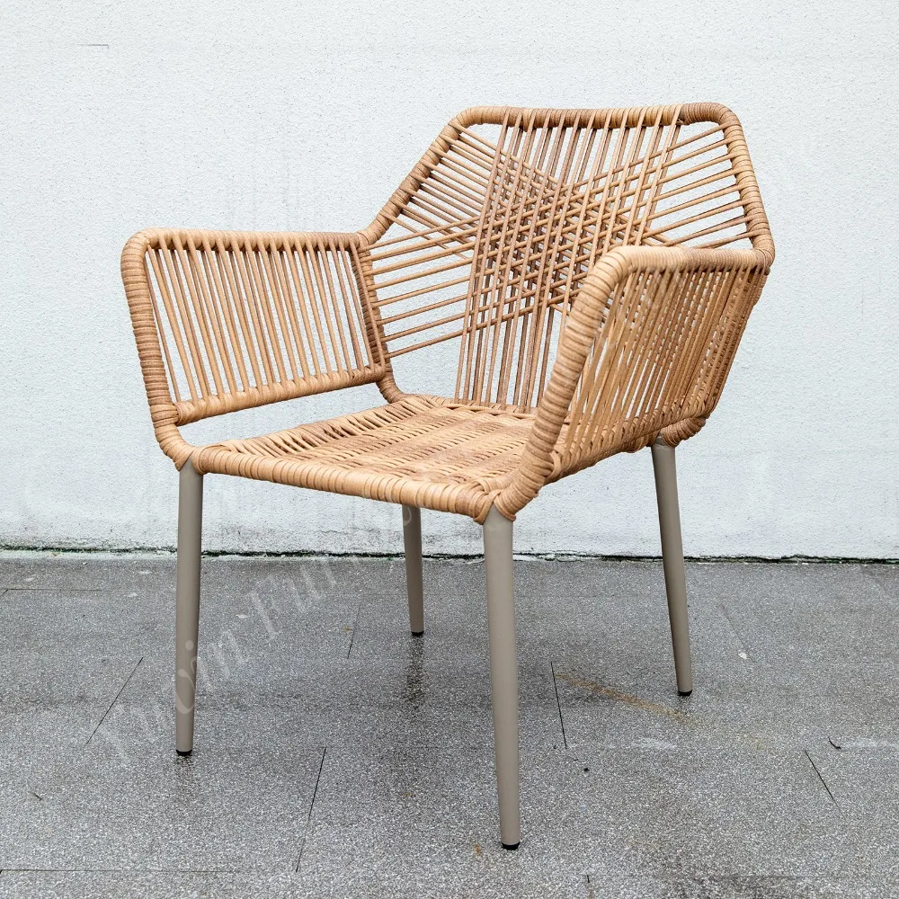 Popular Modern Wicker Rope Weave Furniture PE Rattan Outdoor Dining Chairs for Hotels Villa Garden Patio Backyard Courtyard